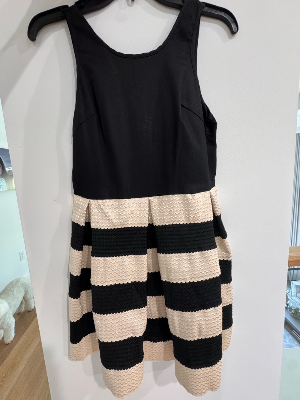 L'ATISTE Black Dress with Cream stripes